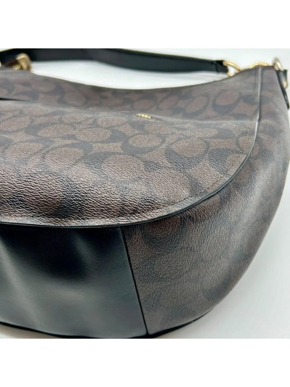 Coach Brown Signature Coated Canvas Hobo Shoulder Bag